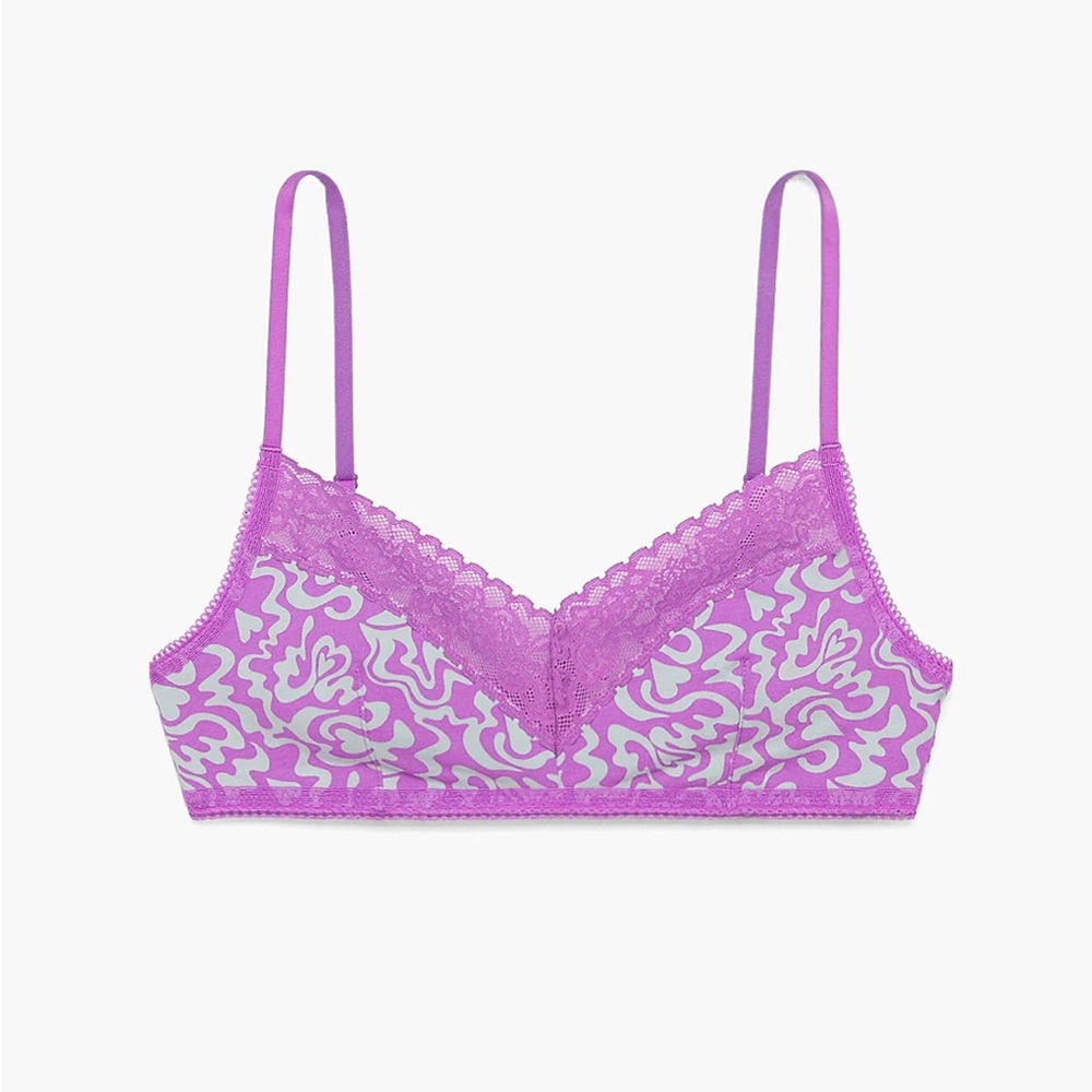 Savage X Fenty Cotton essentials bralette - size small - NWT - magenta swirl